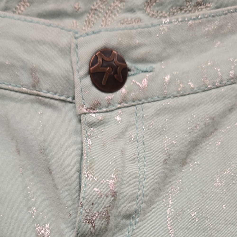 Vanilla Star Mint Skinny Jeans with Silver Splash Sheen
